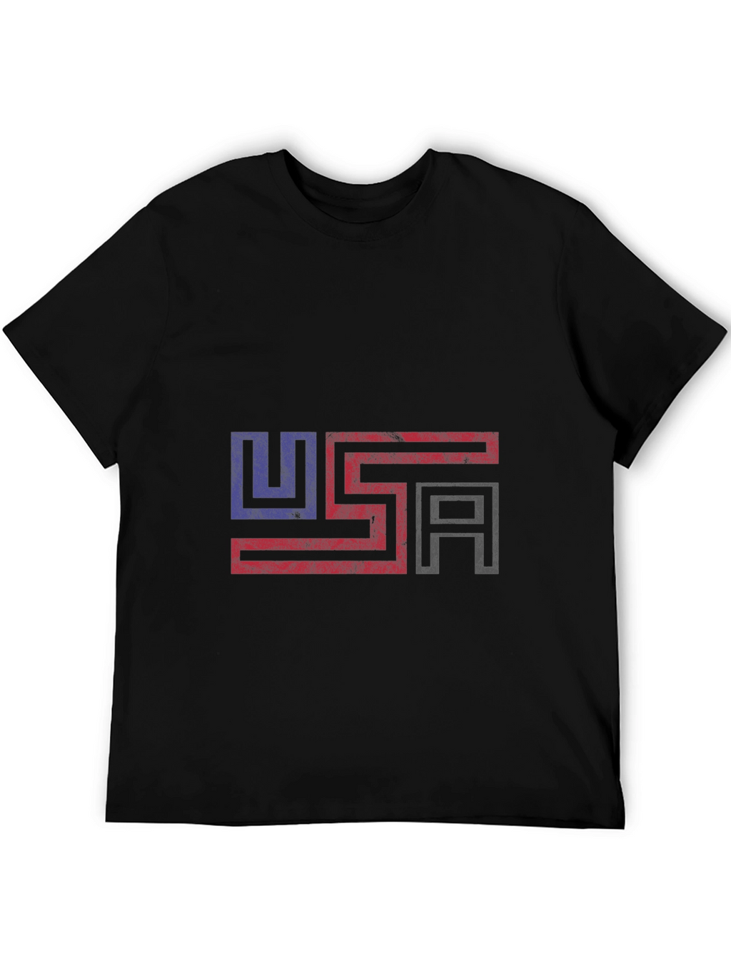 USA Flag Graphic Print Black T-Shirt