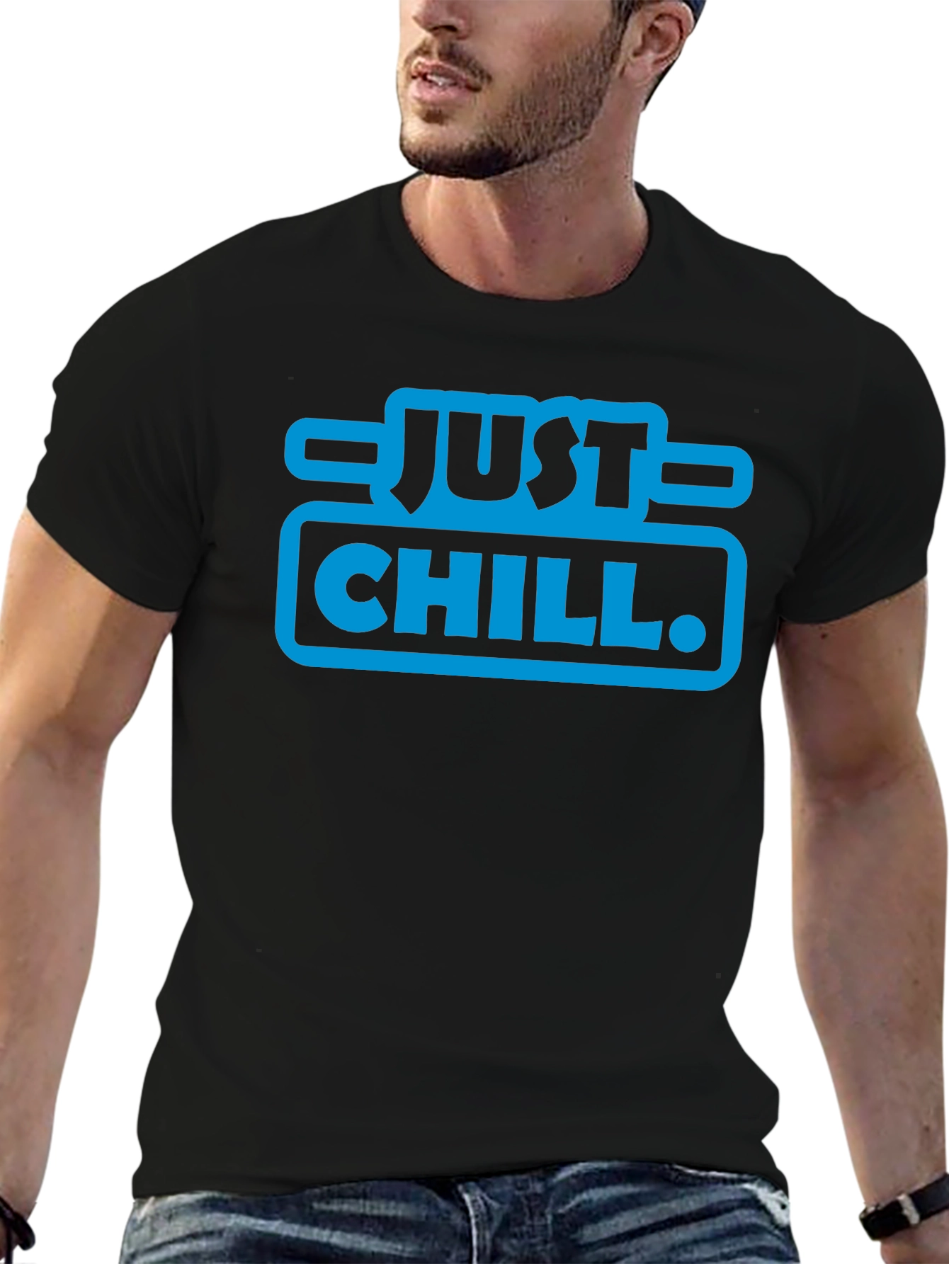 Just Chill Graphic T-Shirt - Black Crew Neck Tee