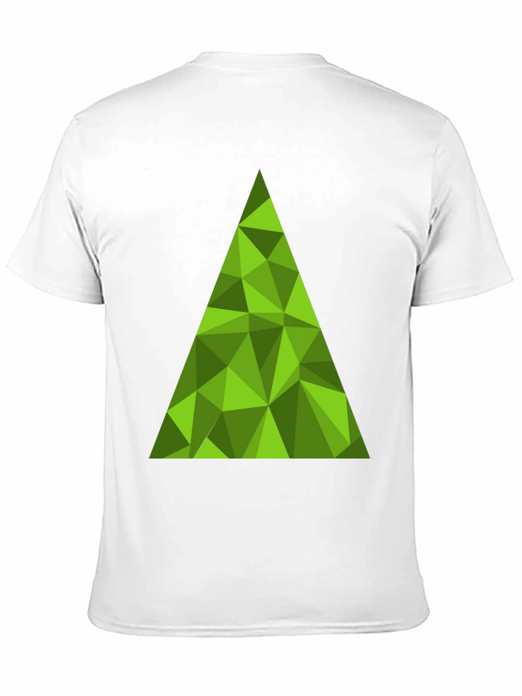 Geometric Green Triangle Graphic Tee - Black Cotton T-Shirt