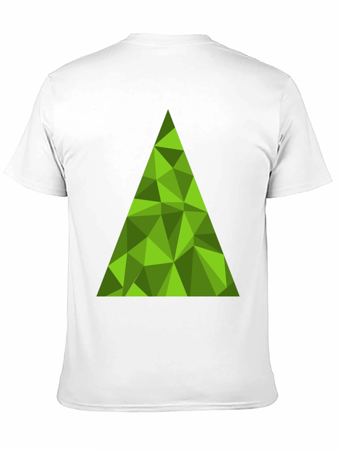 Geometric Green Triangle Graphic Tee - Black Cotton T-Shirt
