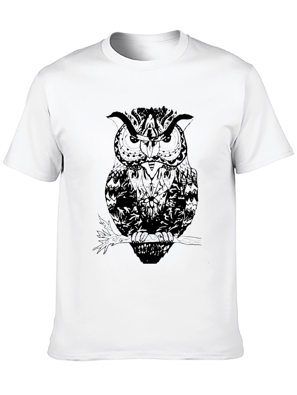 Mens Black Owl Graphic T-Shirt