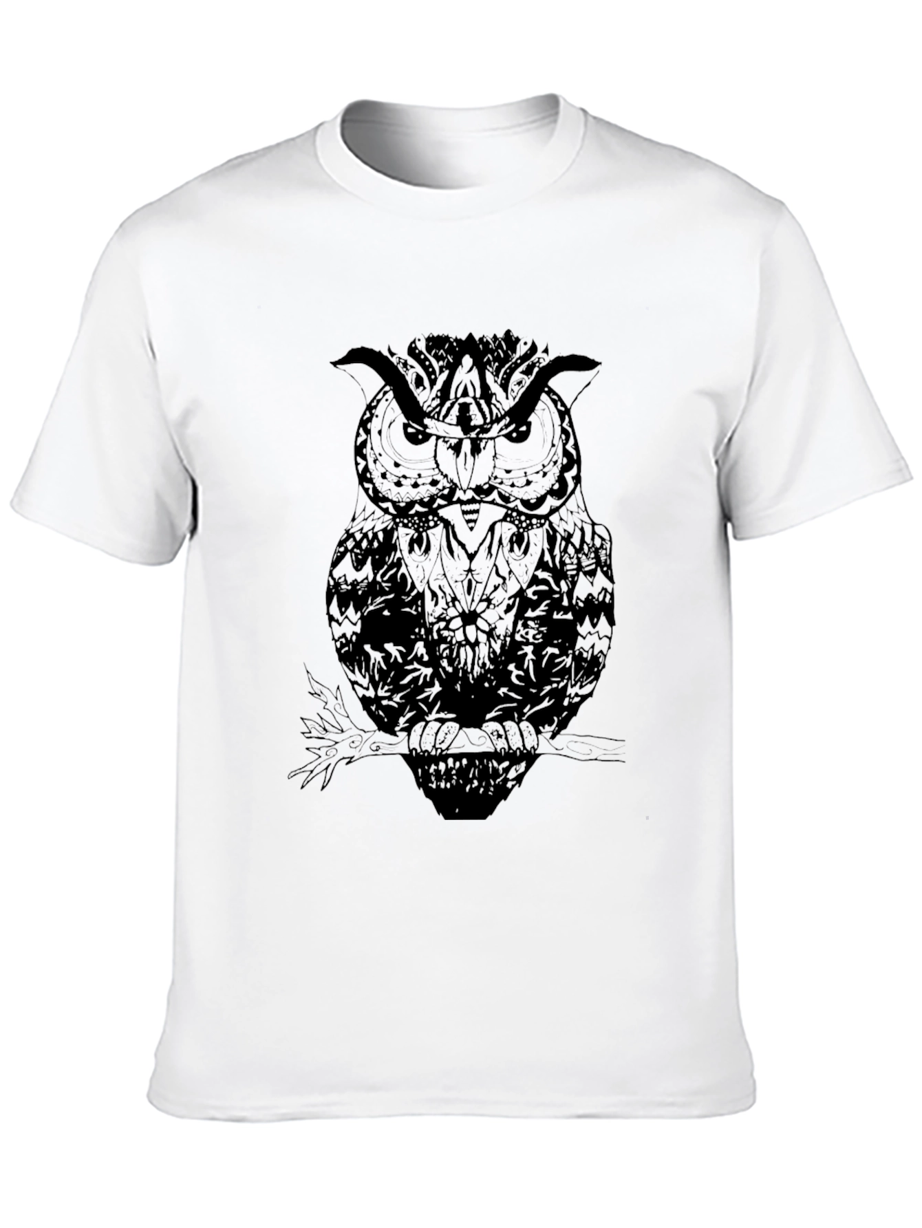 Mens Black Owl Graphic T-Shirt