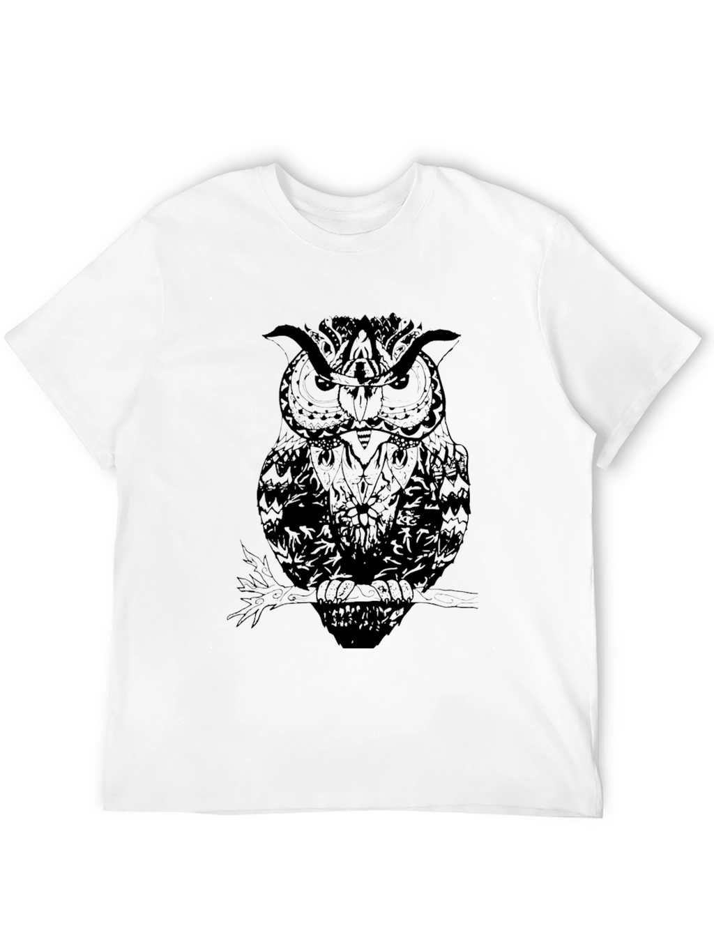 Mens Black Owl Graphic T-Shirt