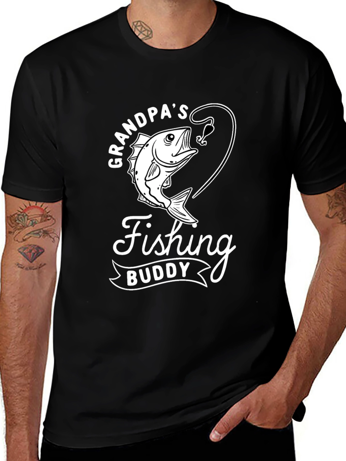 Grandpas Fishing Buddy Black T-Shirt