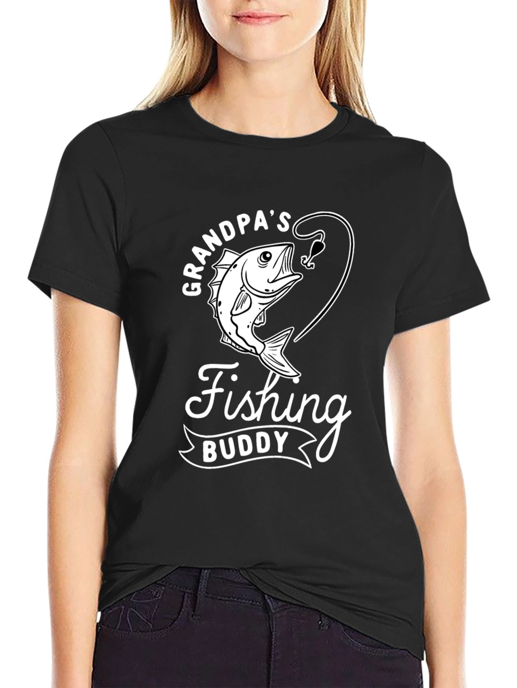 Grandpas Fishing Buddy Black T-Shirt