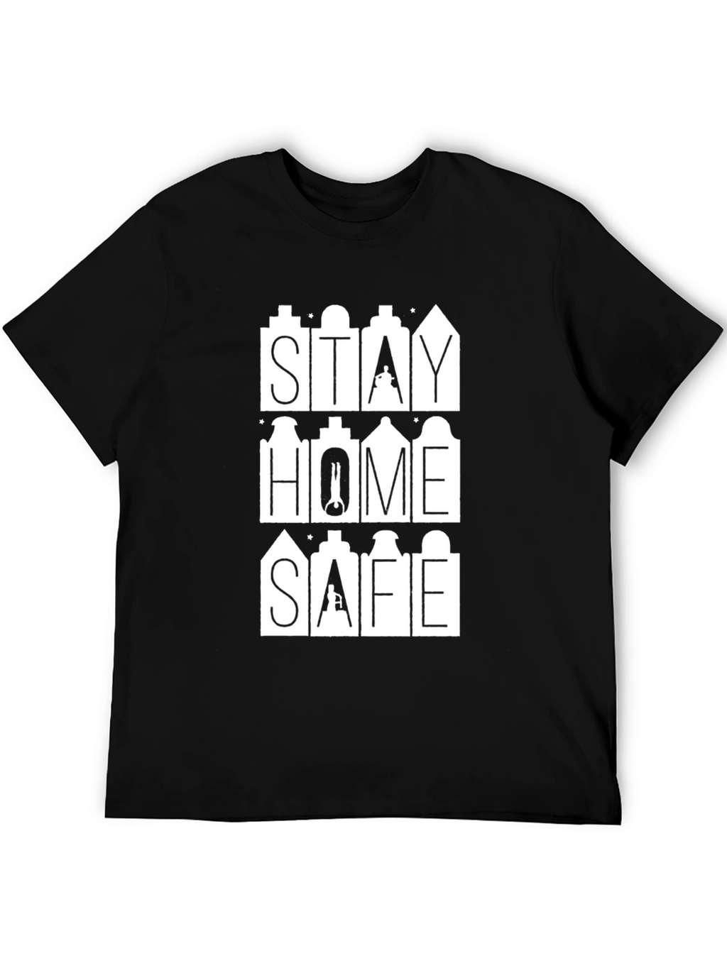 Stay Home Safe Black Graphic Tee