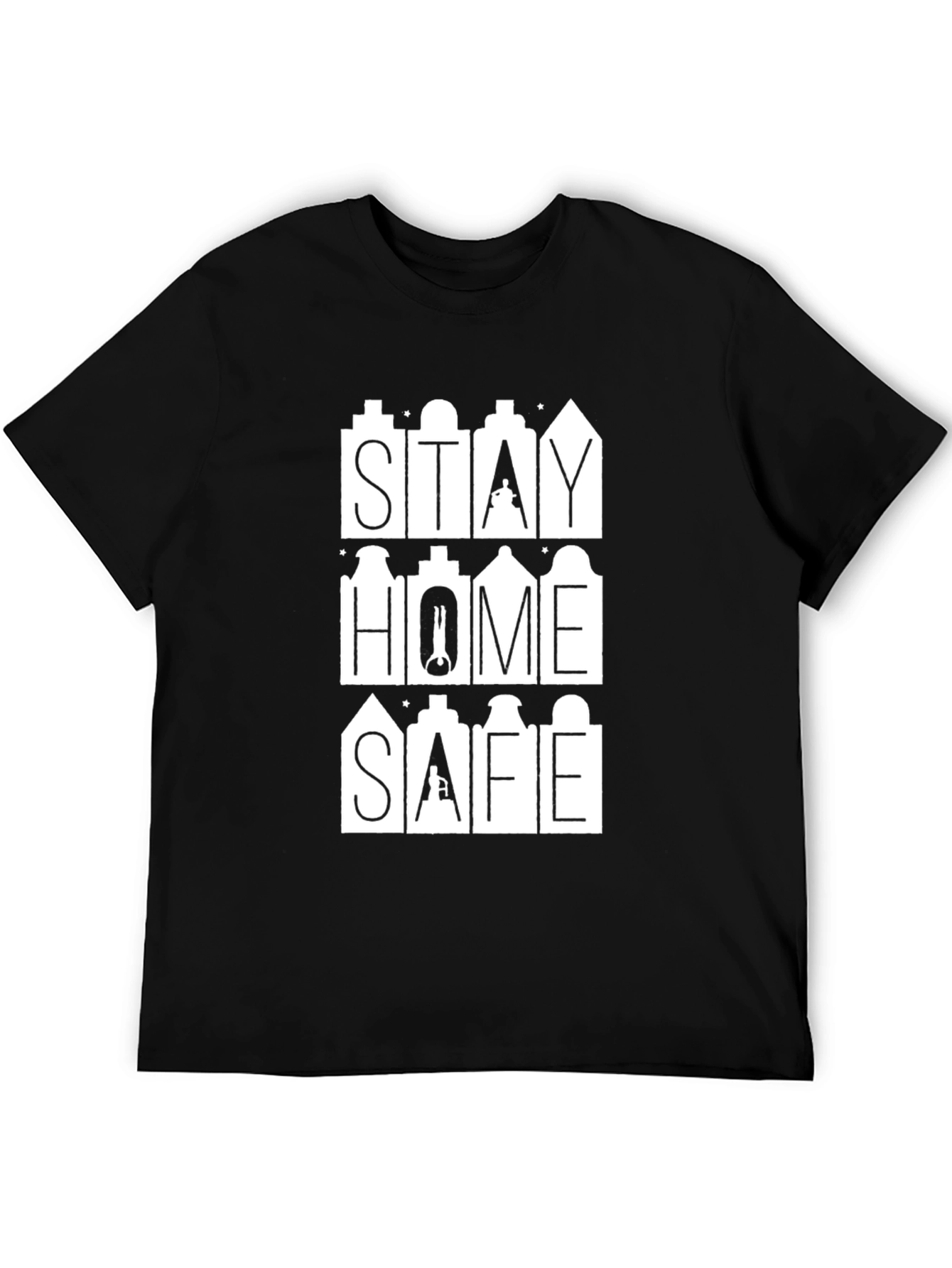 Stay Home Safe Black Graphic Tee