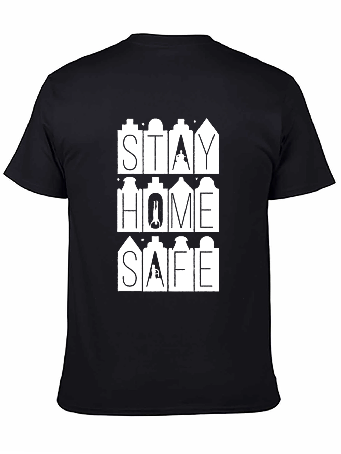 Stay Home Safe Black Graphic Tee