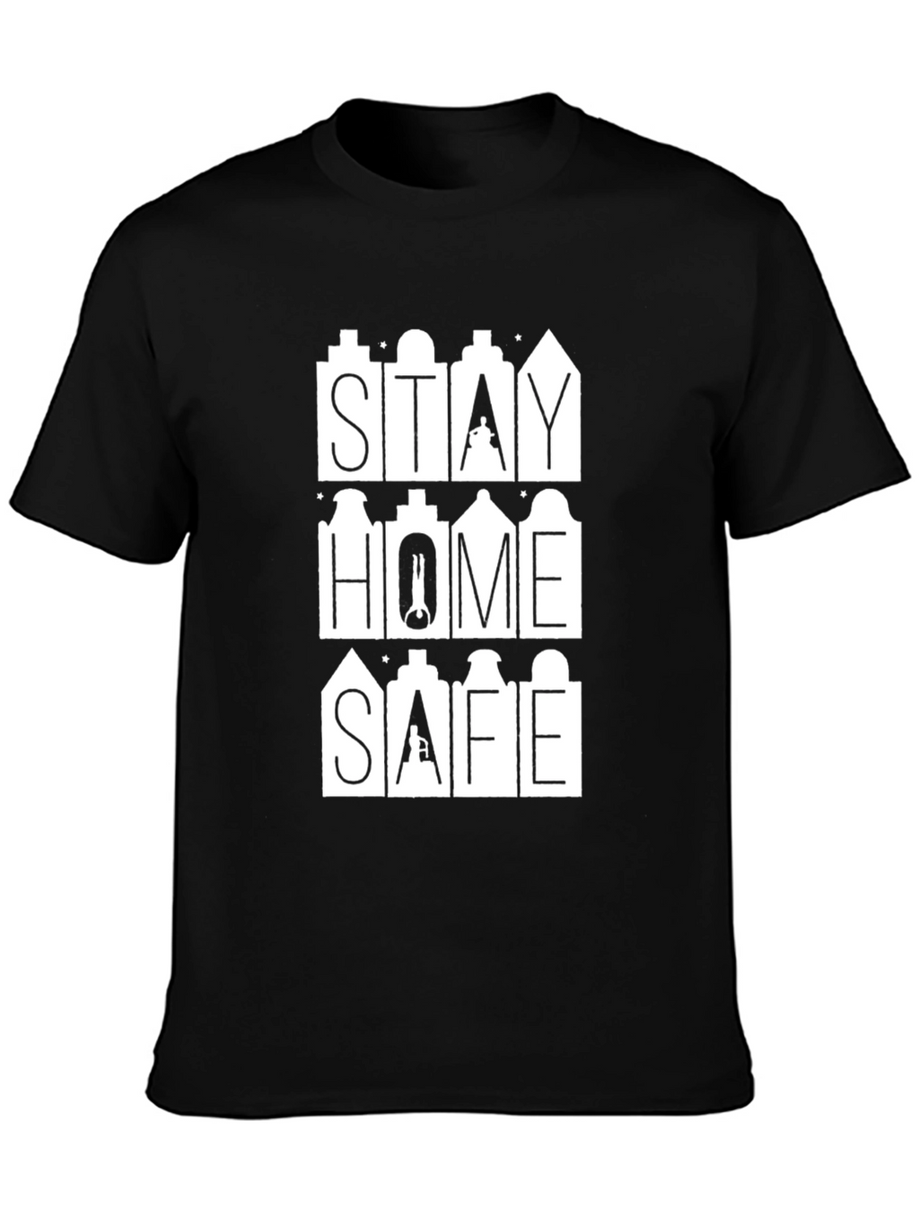 Stay Home Safe Black Graphic Tee
