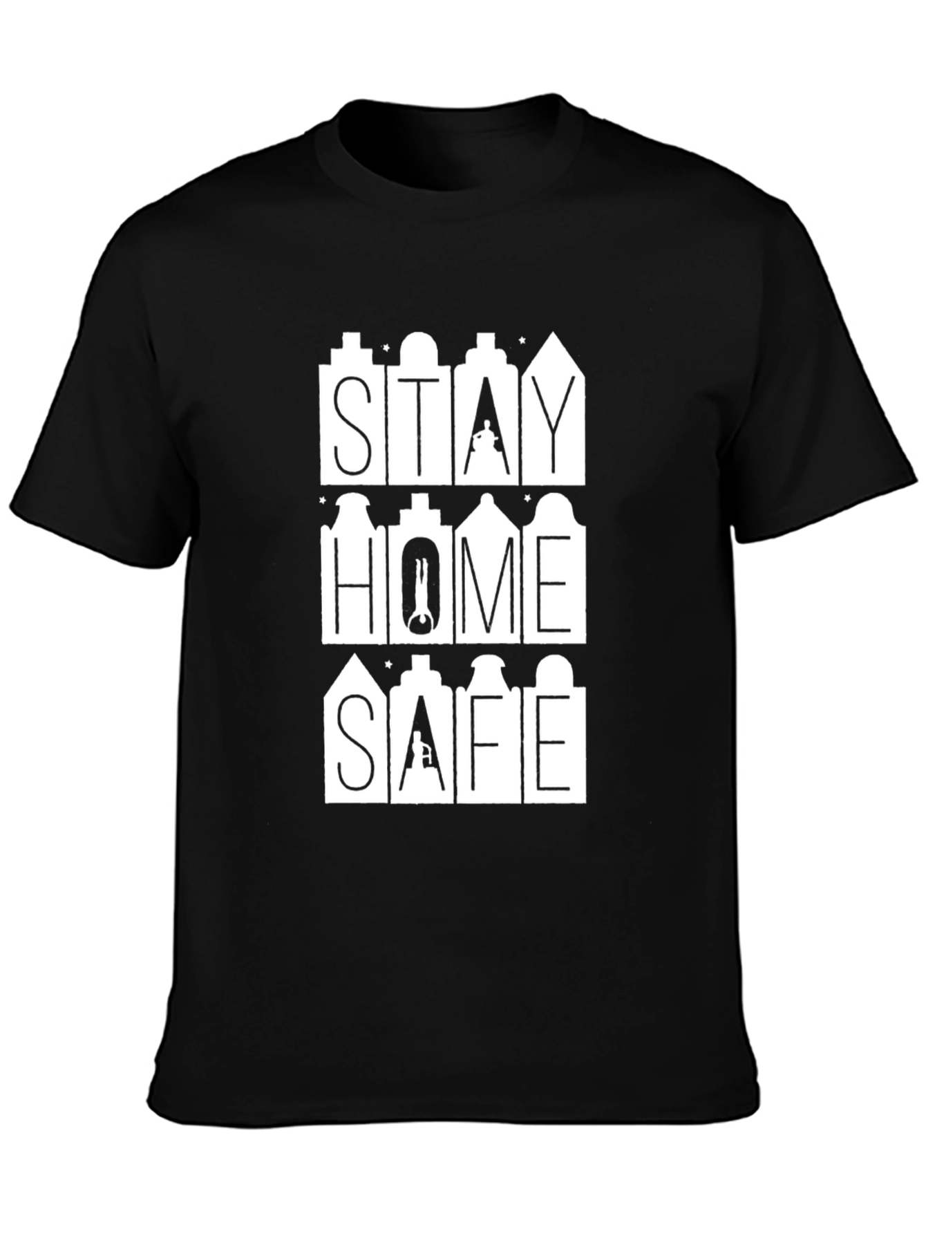 Stay Home Safe Black Graphic Tee