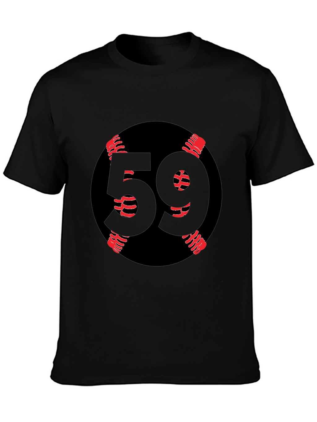 Black T-Shirt with Unique Number 59 Baseball Design