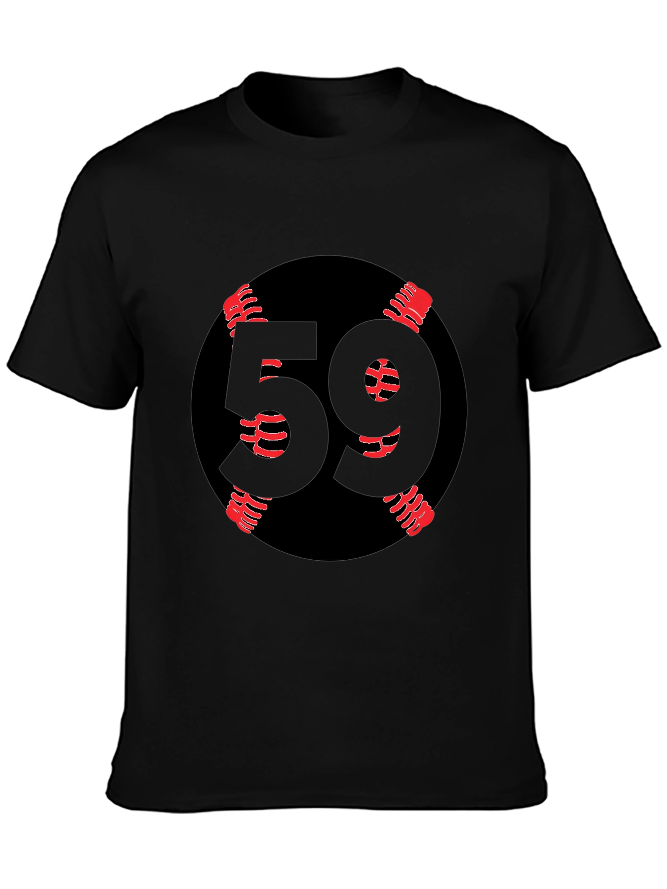 Black T-Shirt with Unique Number 59 Baseball Design