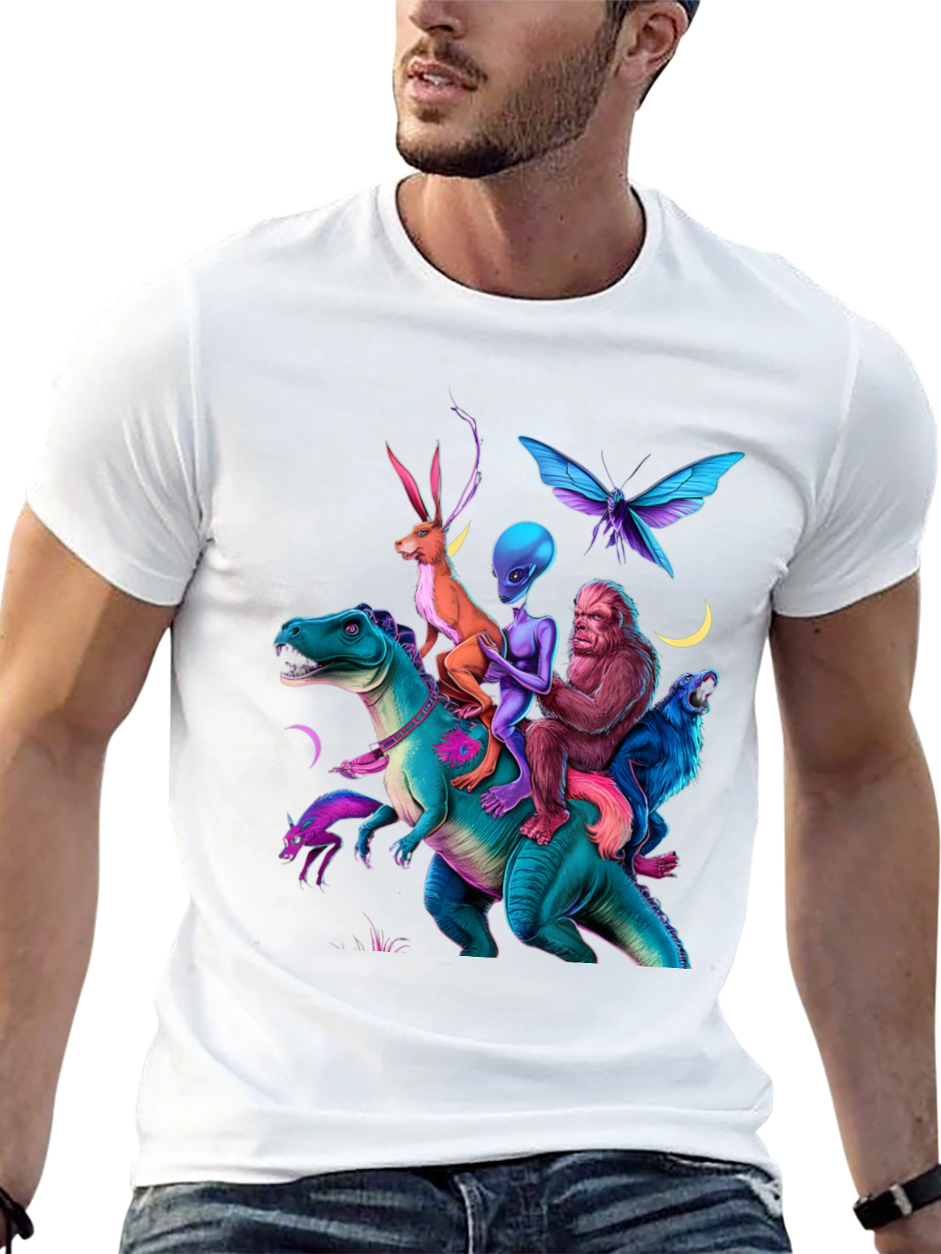 Fantasy Creature Ride Tee - Dinosaur Alien Bigfoot Jackalope