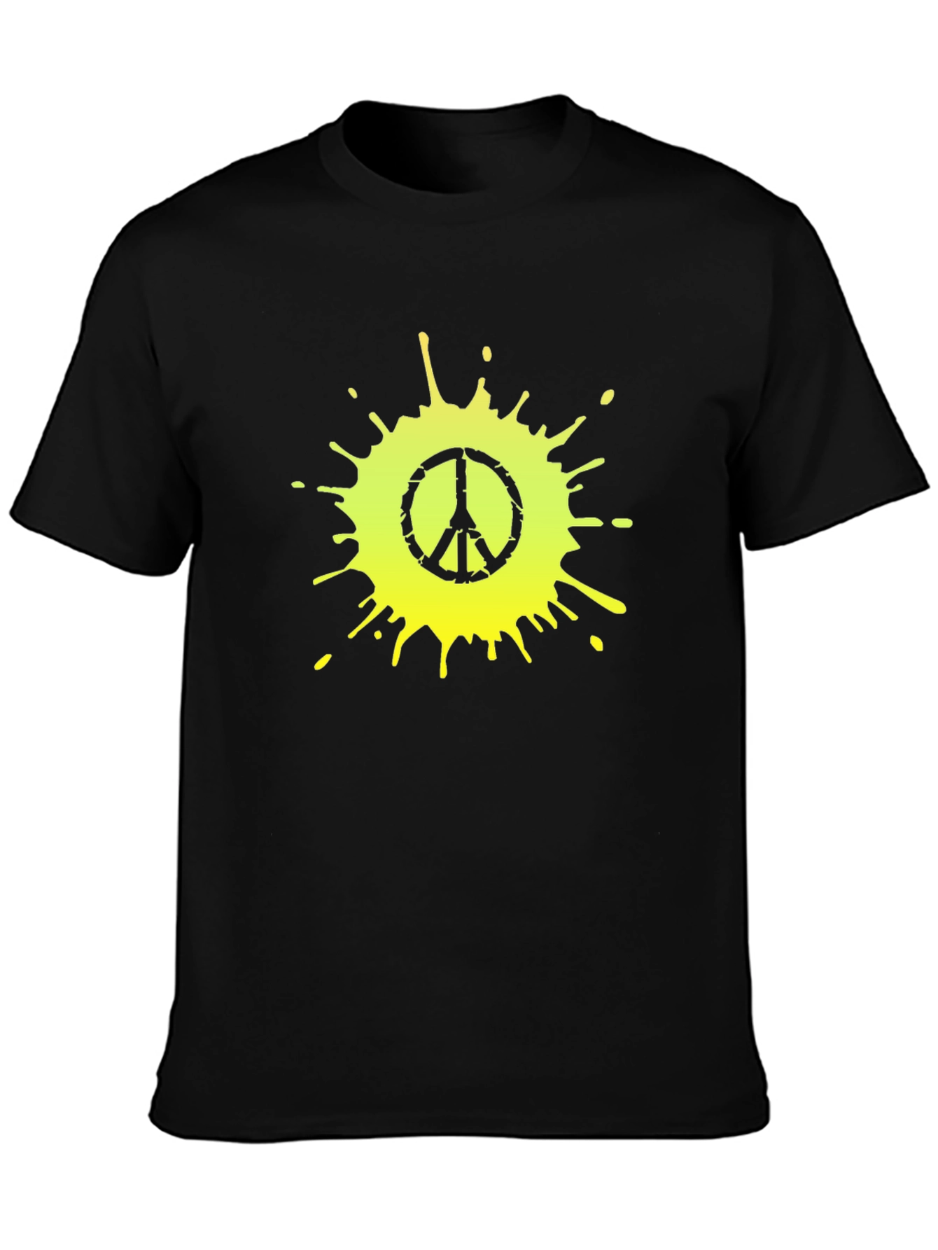 Peace Sign Splatter Graphic Tee - Black Cotton T-Shirt
