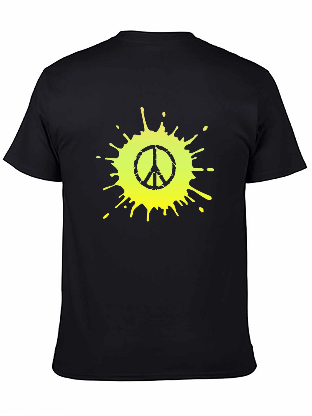 Peace Sign Splatter Graphic Tee - Black Cotton T-Shirt