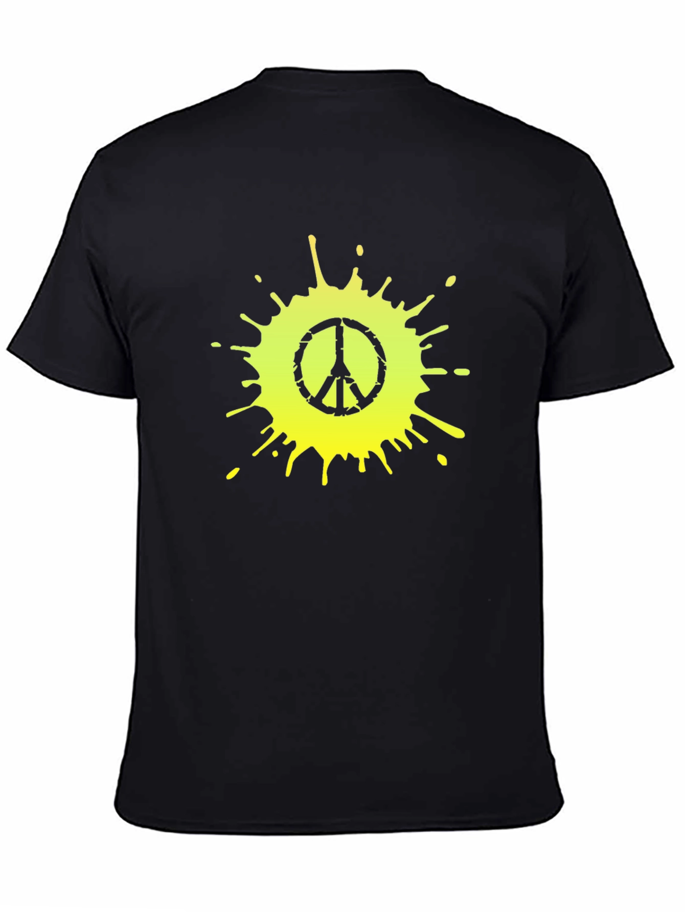 Peace Sign Splatter Graphic Tee - Black Cotton T-Shirt