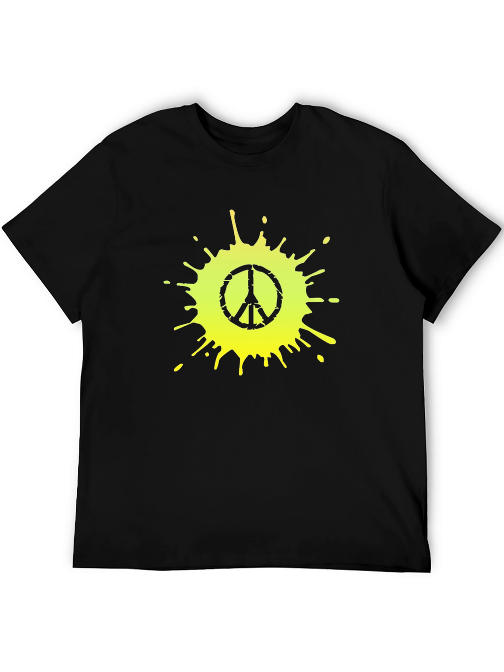 Peace Sign Splatter Graphic Tee - Black Cotton T-Shirt