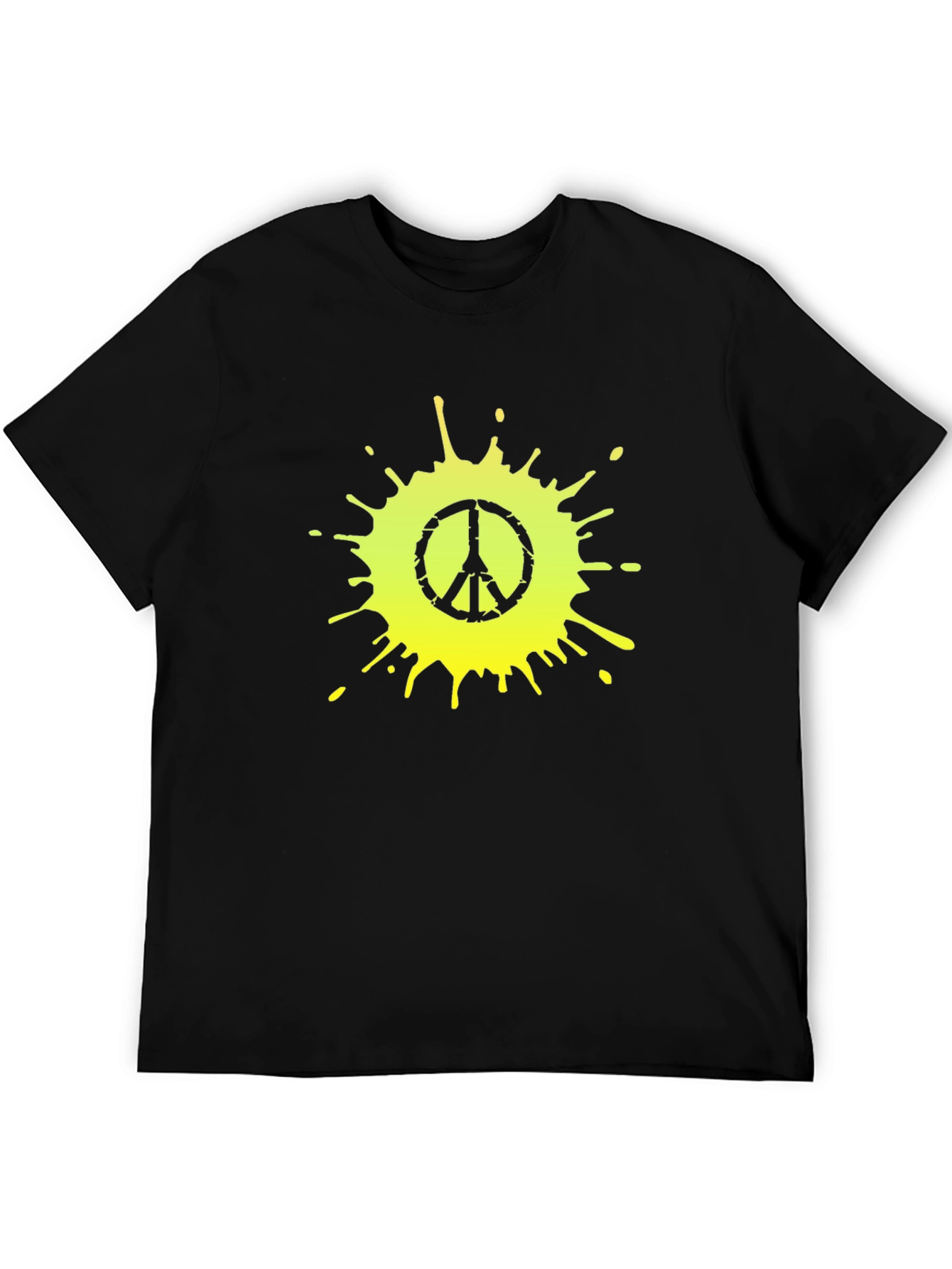 Peace Sign Splatter Graphic Tee - Black Cotton T-Shirt