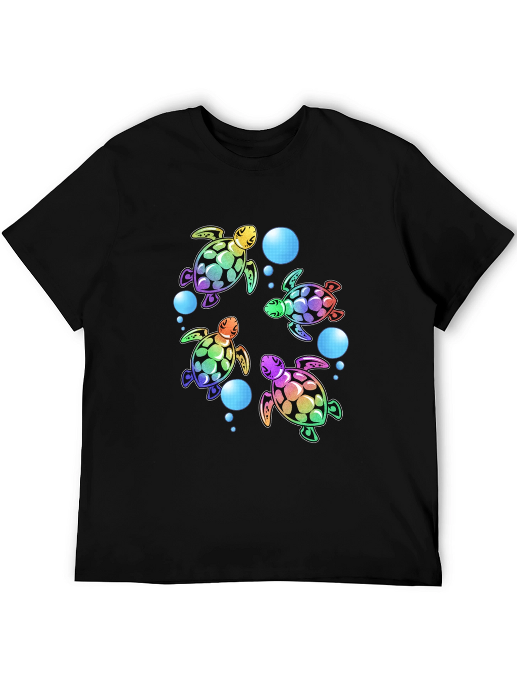 Rainbow Turtle Black T-Shirt