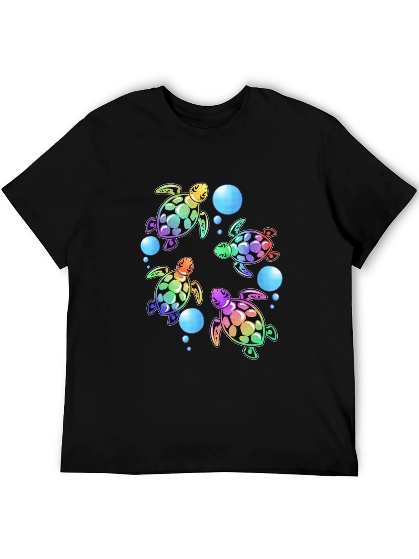 Rainbow Turtle Black T-Shirt