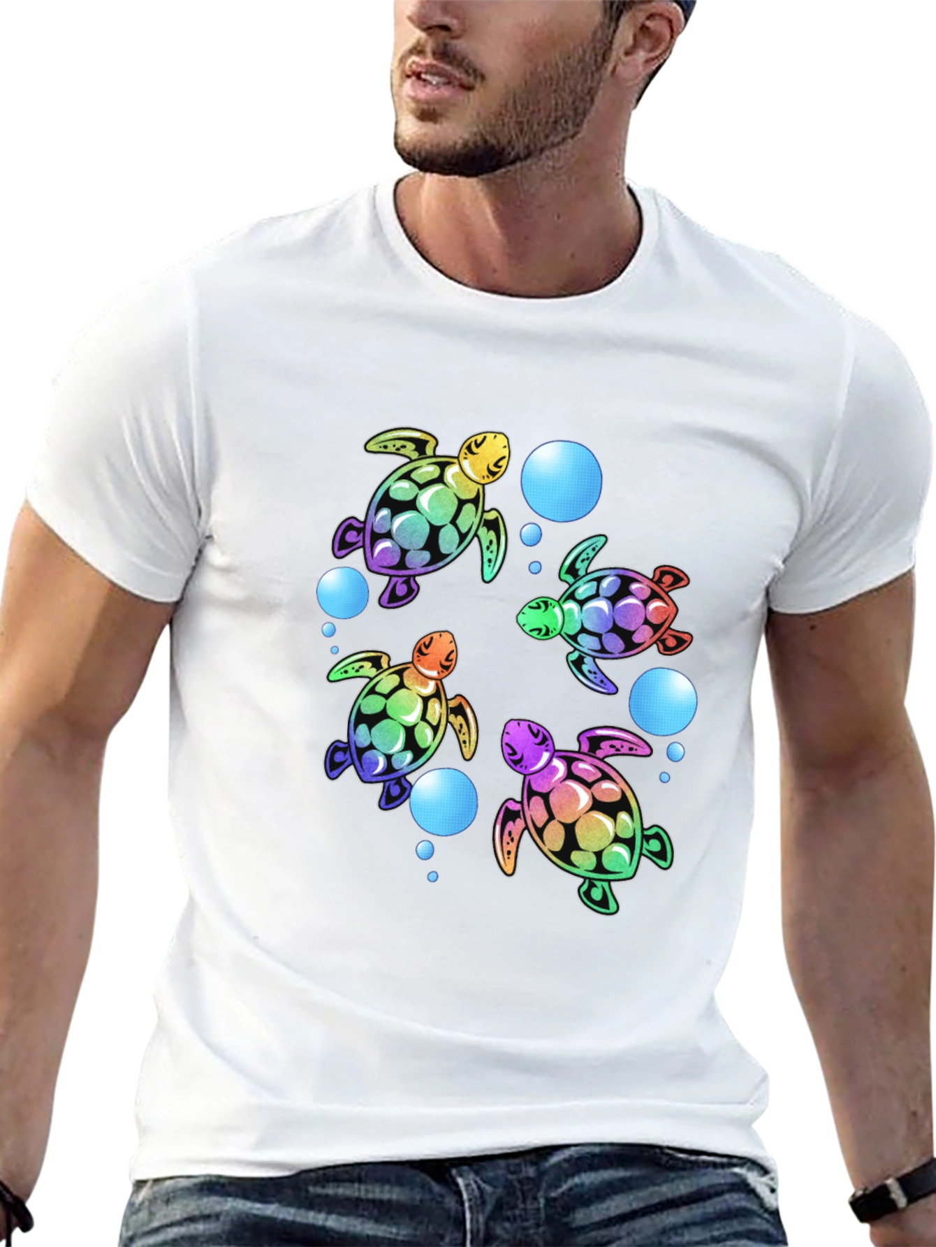 Rainbow Turtle Black T-Shirt
