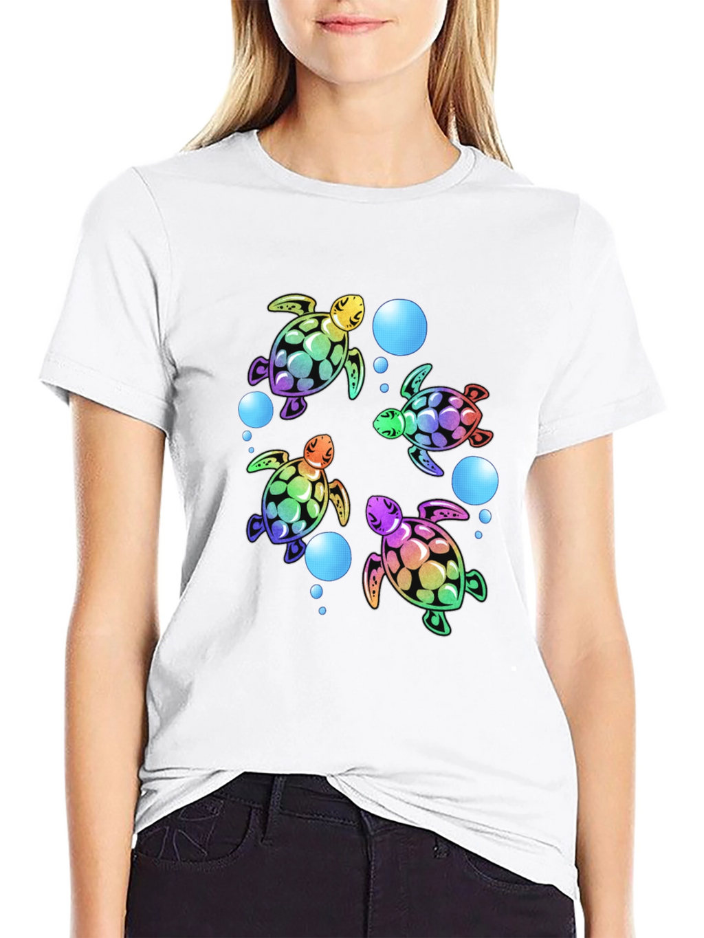 Rainbow Turtle Black T-Shirt