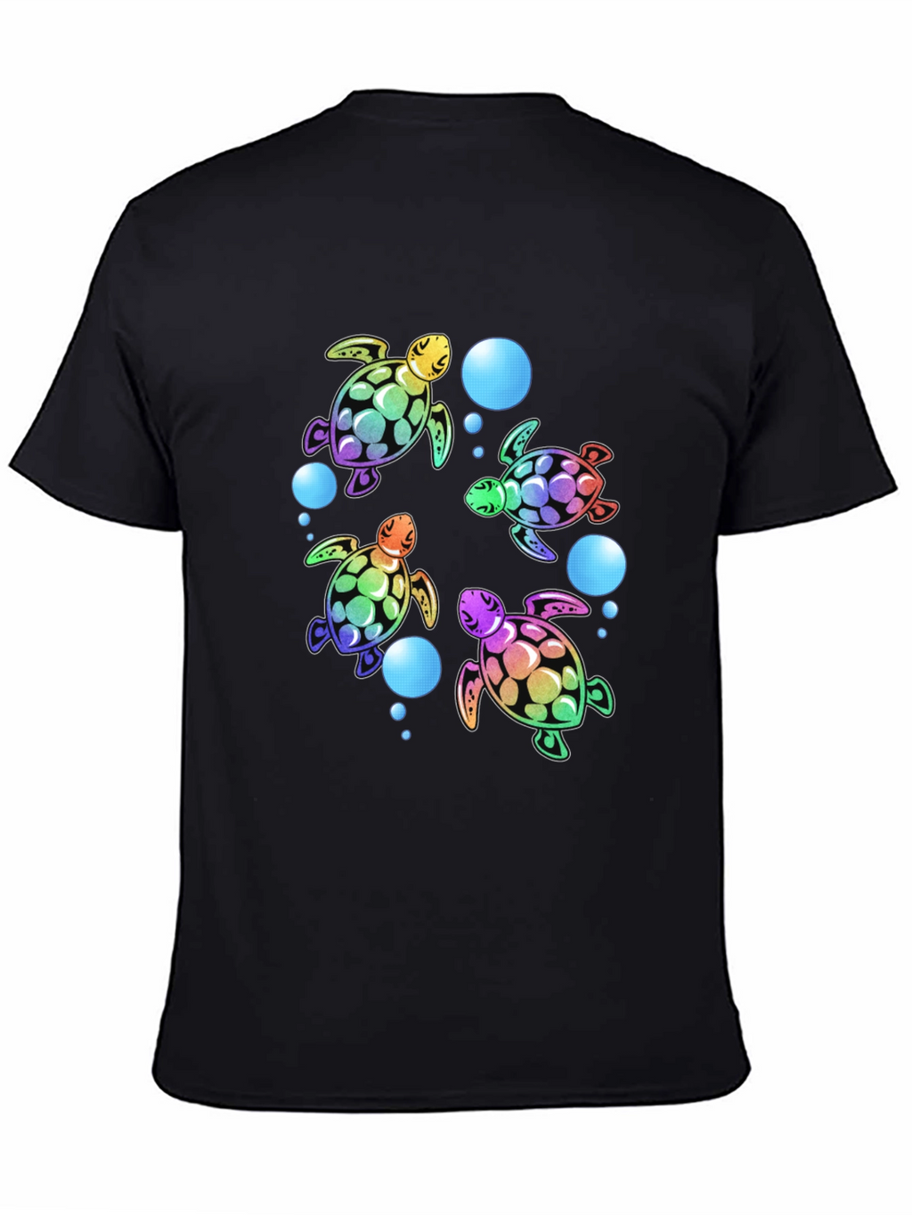 Rainbow Turtle Black T-Shirt