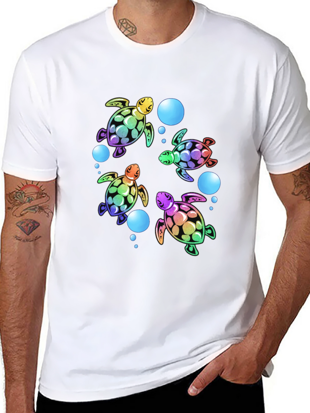Rainbow Turtle Black T-Shirt