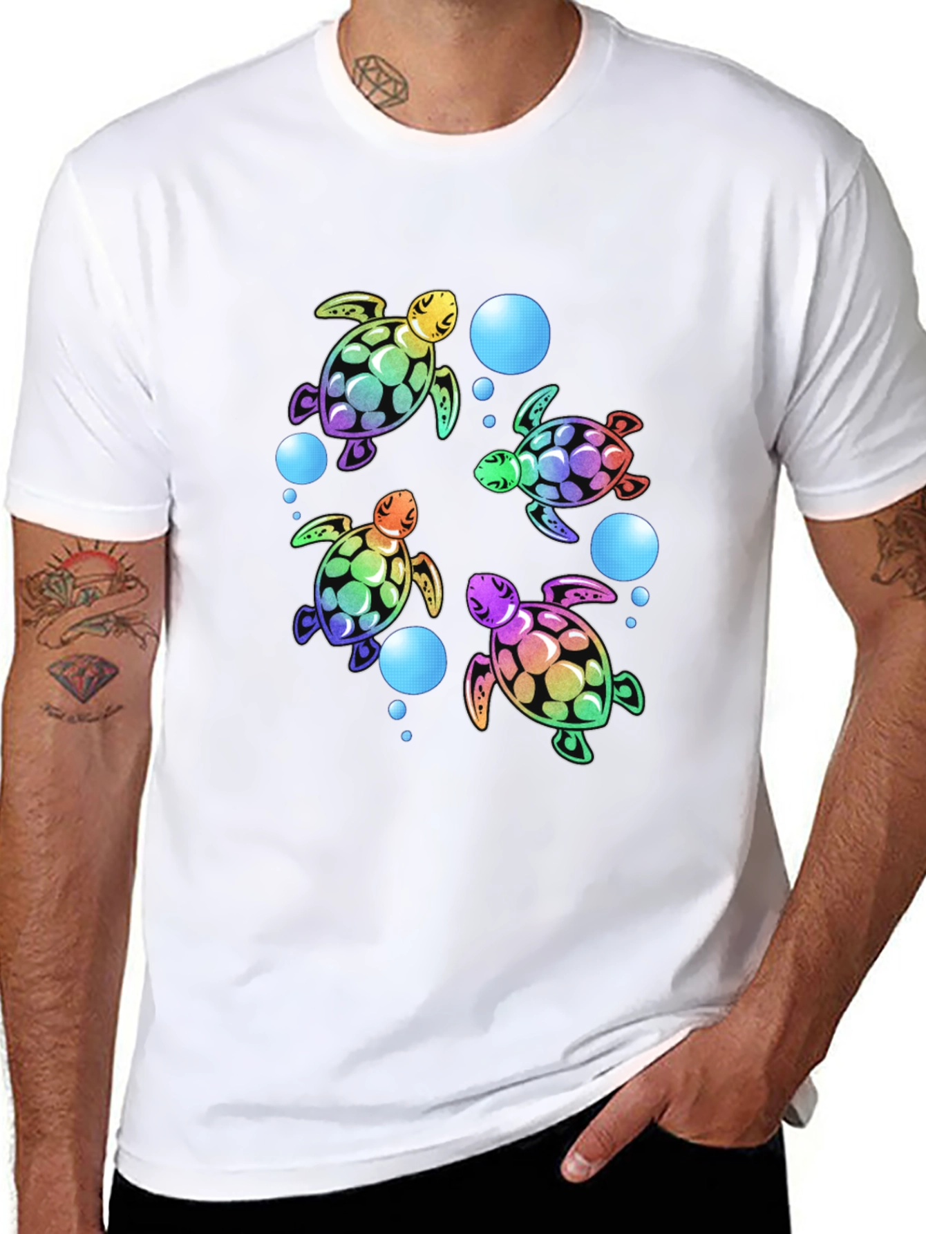 Rainbow Turtle Black T-Shirt
