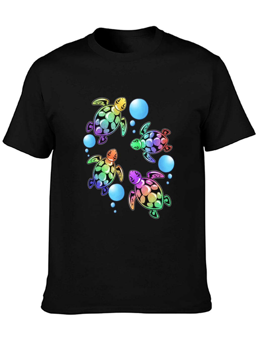 Rainbow Turtle Black T-Shirt