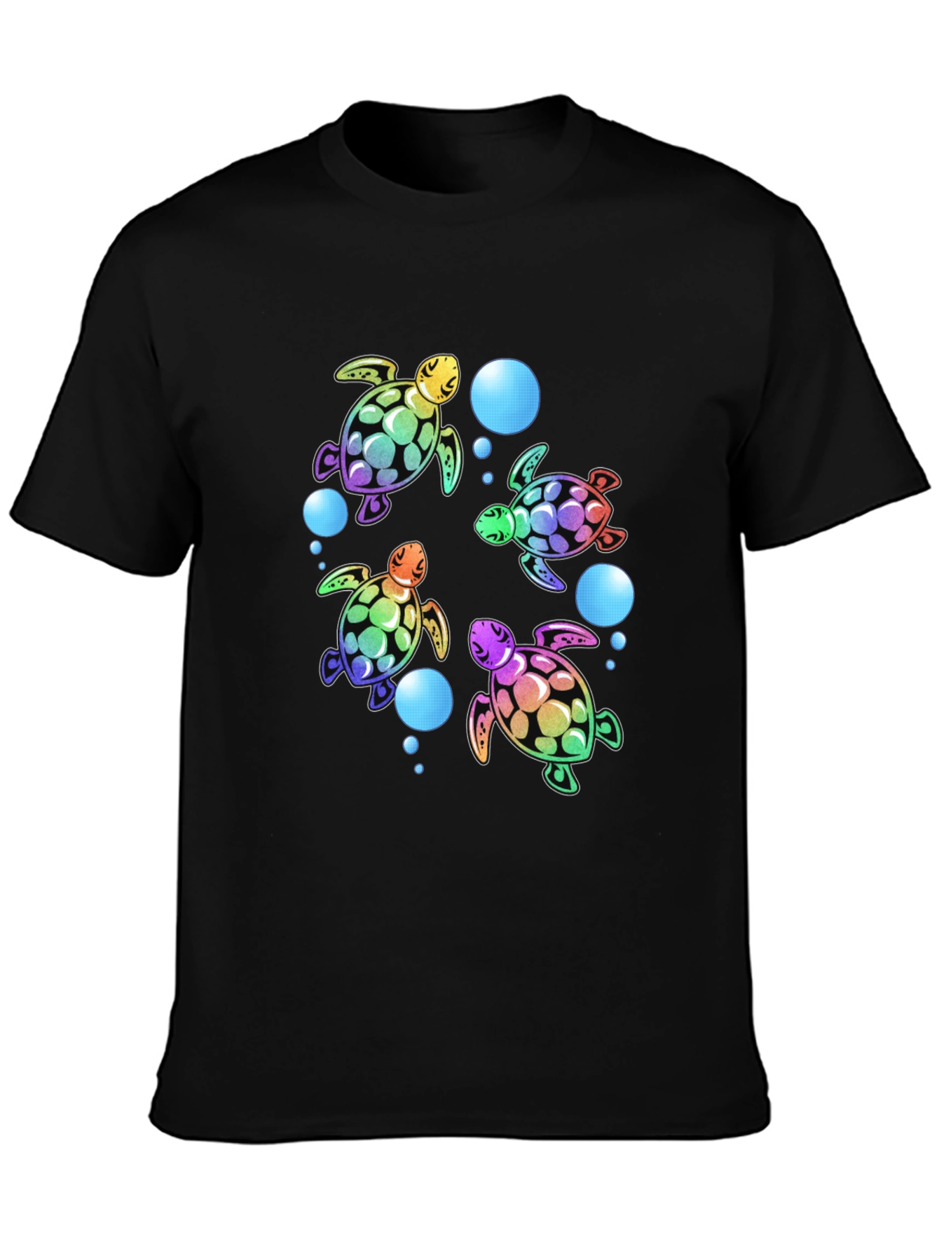 Rainbow Turtle Black T-Shirt