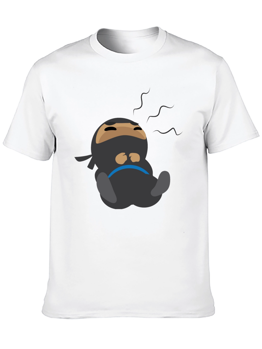 Lazy Ninja Cartoon T-Shirt - Mens Black Tee
