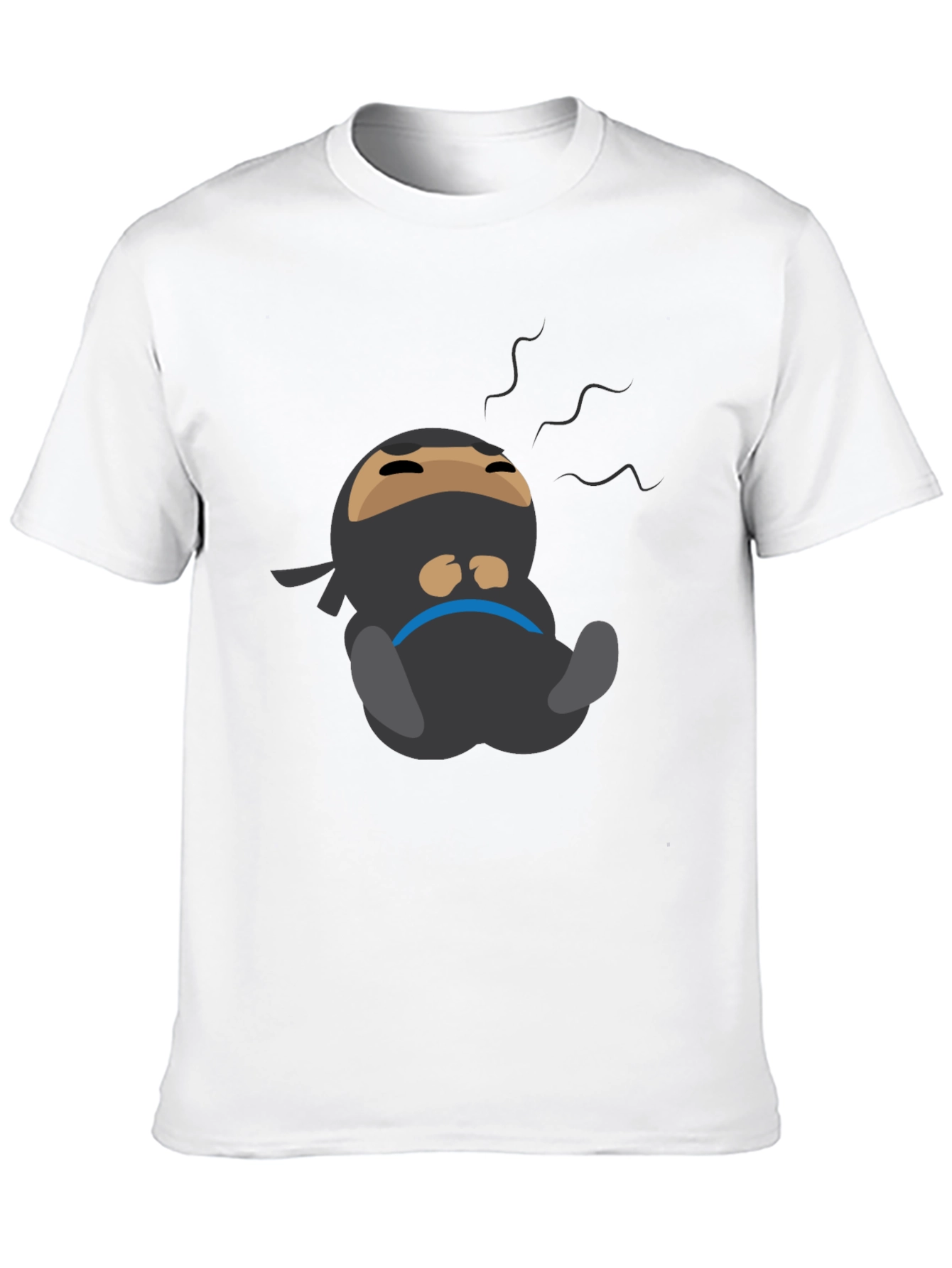Lazy Ninja Cartoon T-Shirt - Mens Black Tee