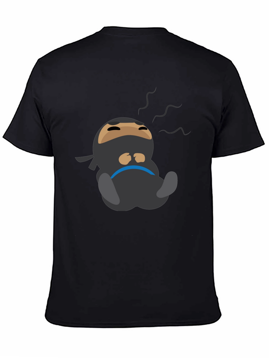 Lazy Ninja Cartoon T-Shirt - Mens Black Tee