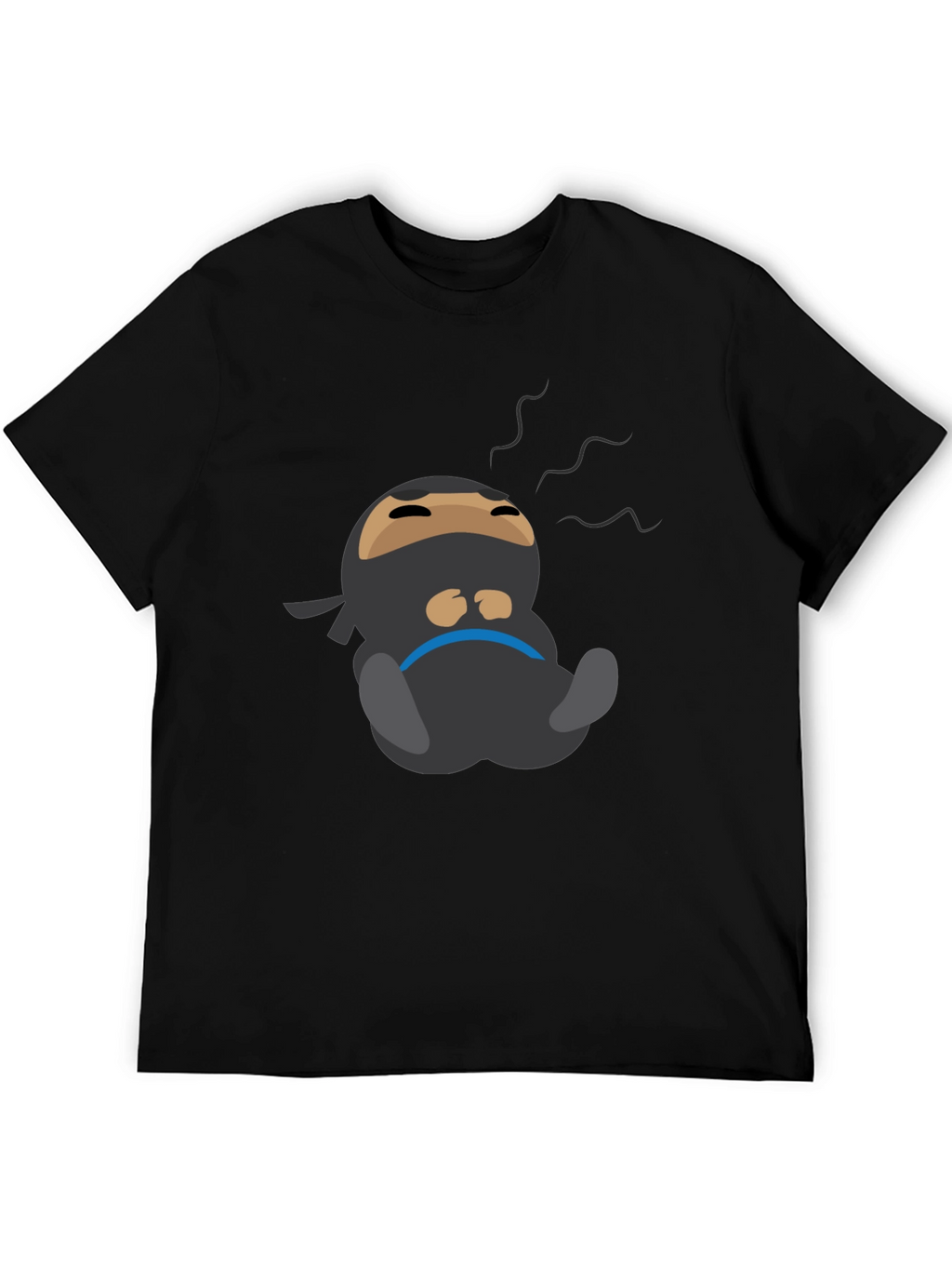 Lazy Ninja Cartoon T-Shirt - Mens Black Tee