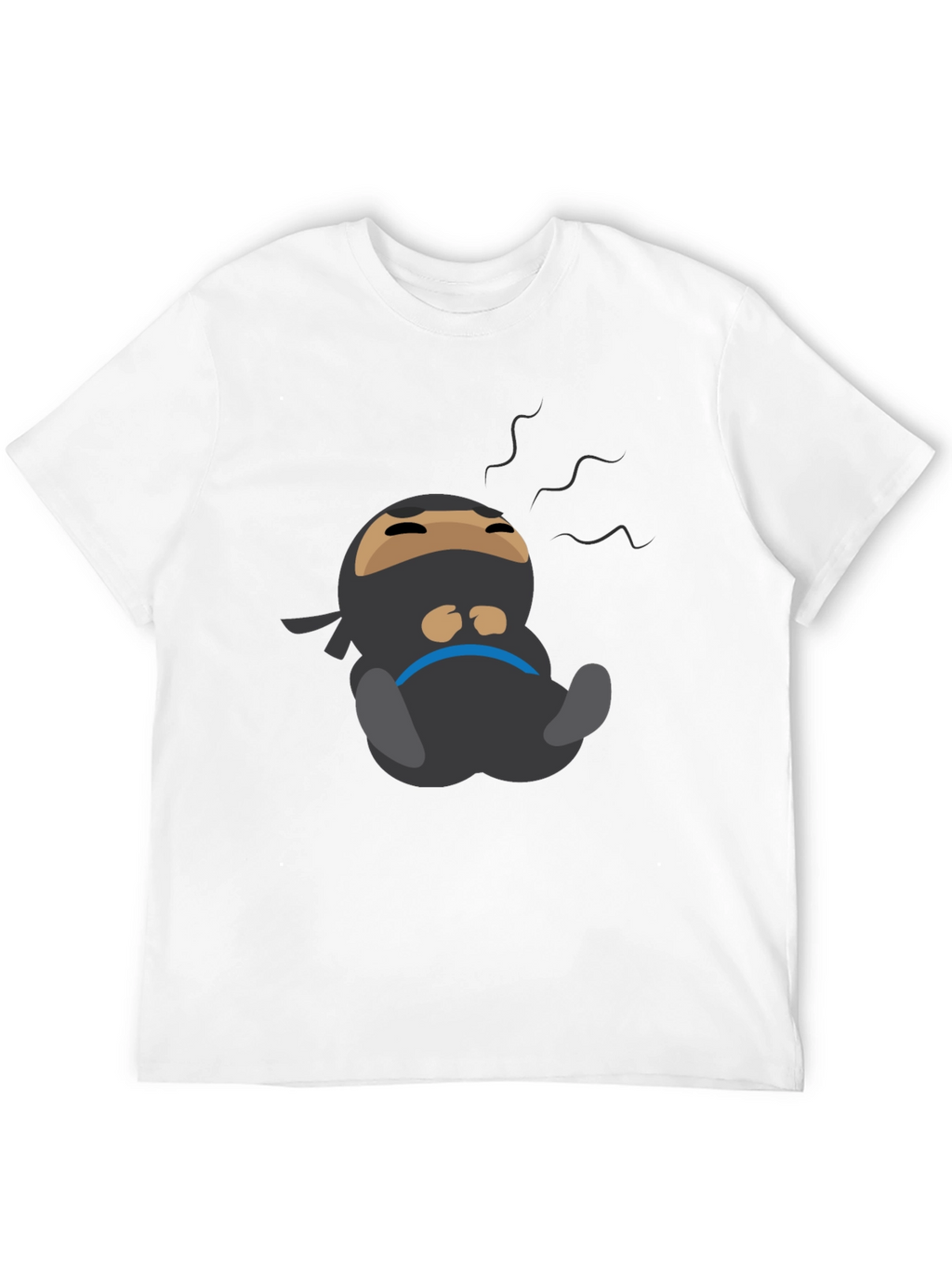 Lazy Ninja Cartoon T-Shirt - Mens Black Tee