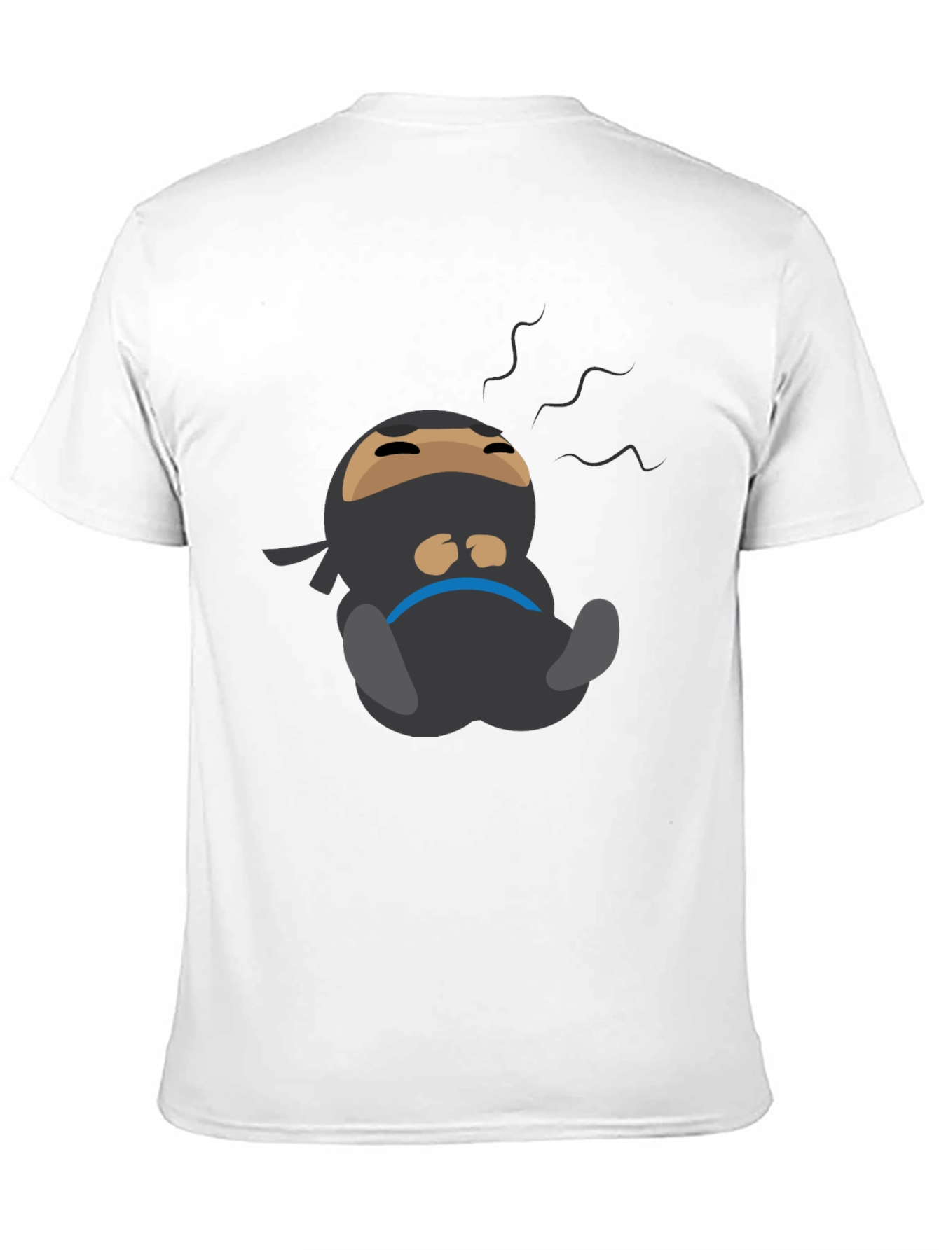 Lazy Ninja Cartoon T-Shirt - Mens Black Tee