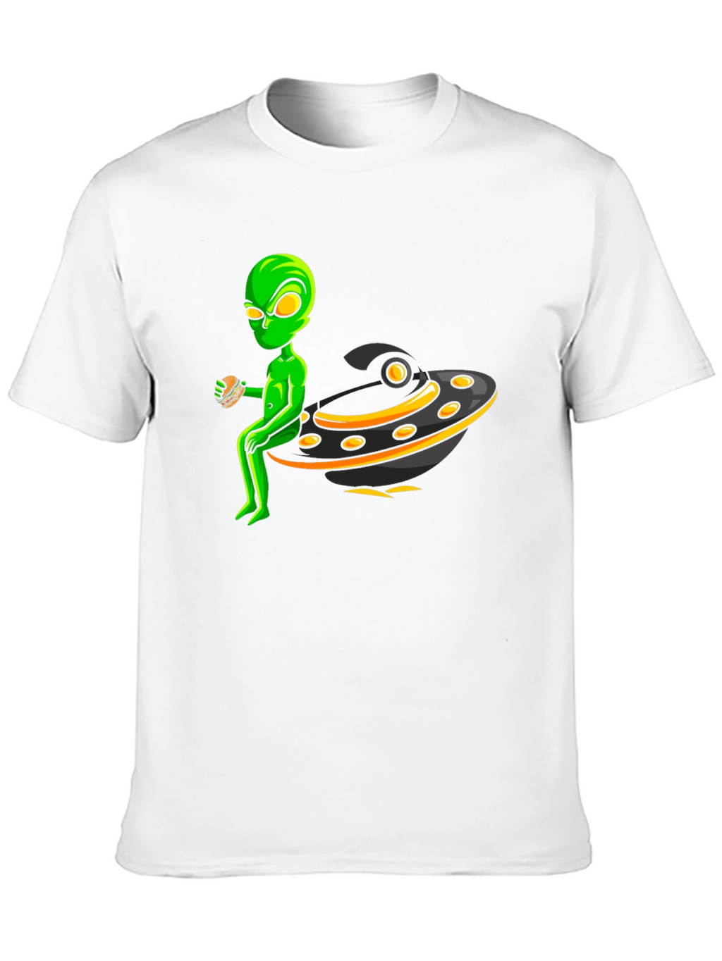 Alien UFO Burger Black T-Shirt