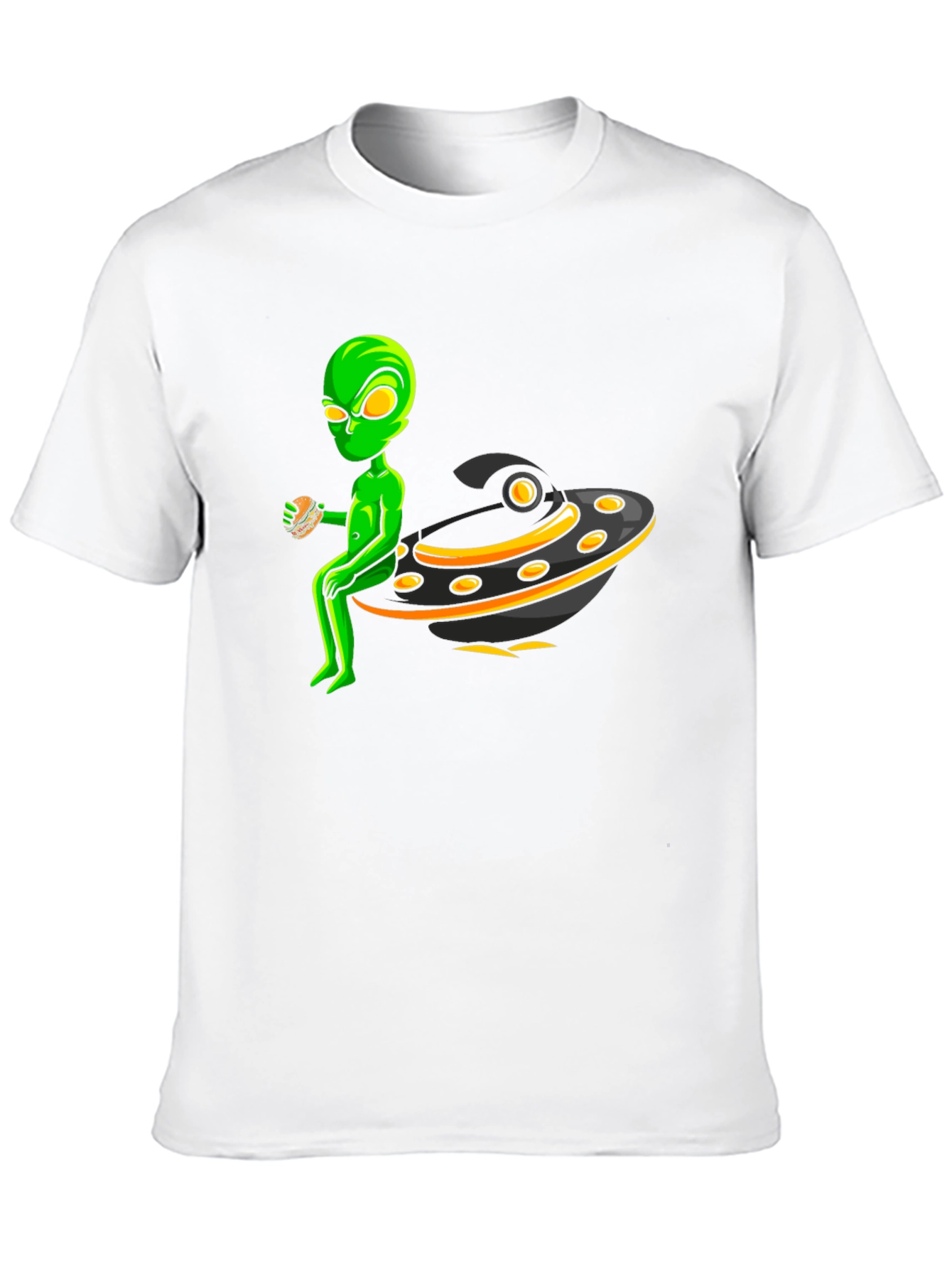 Alien UFO Burger Black T-Shirt
