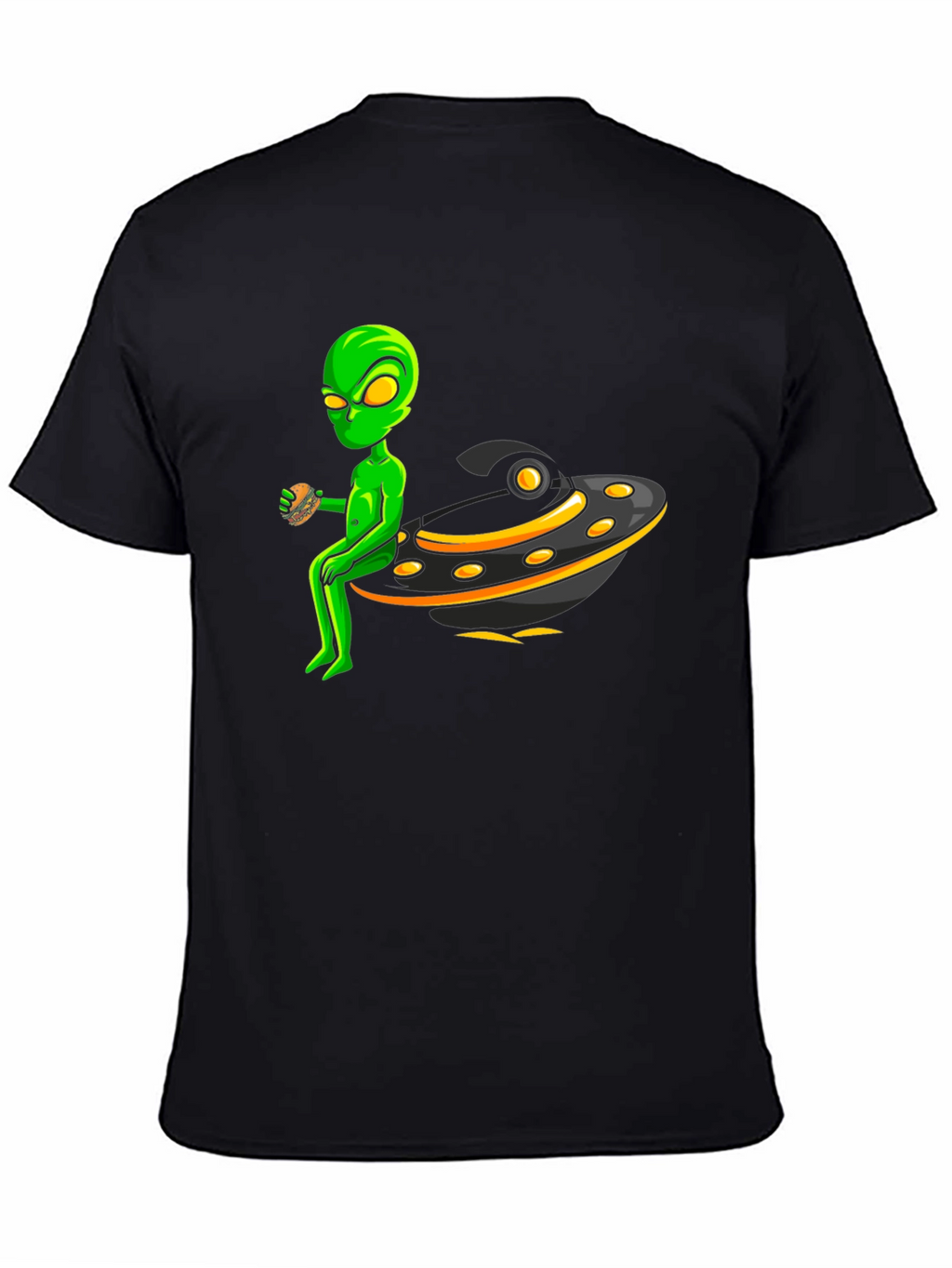 Alien UFO Burger Black T-Shirt