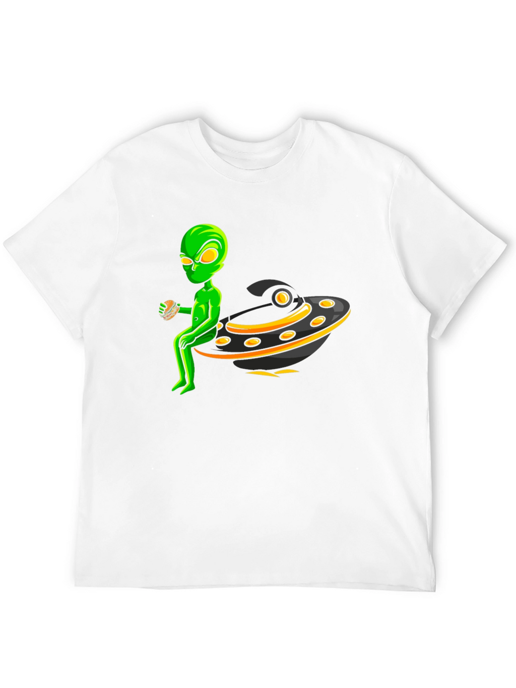 Alien UFO Burger Black T-Shirt