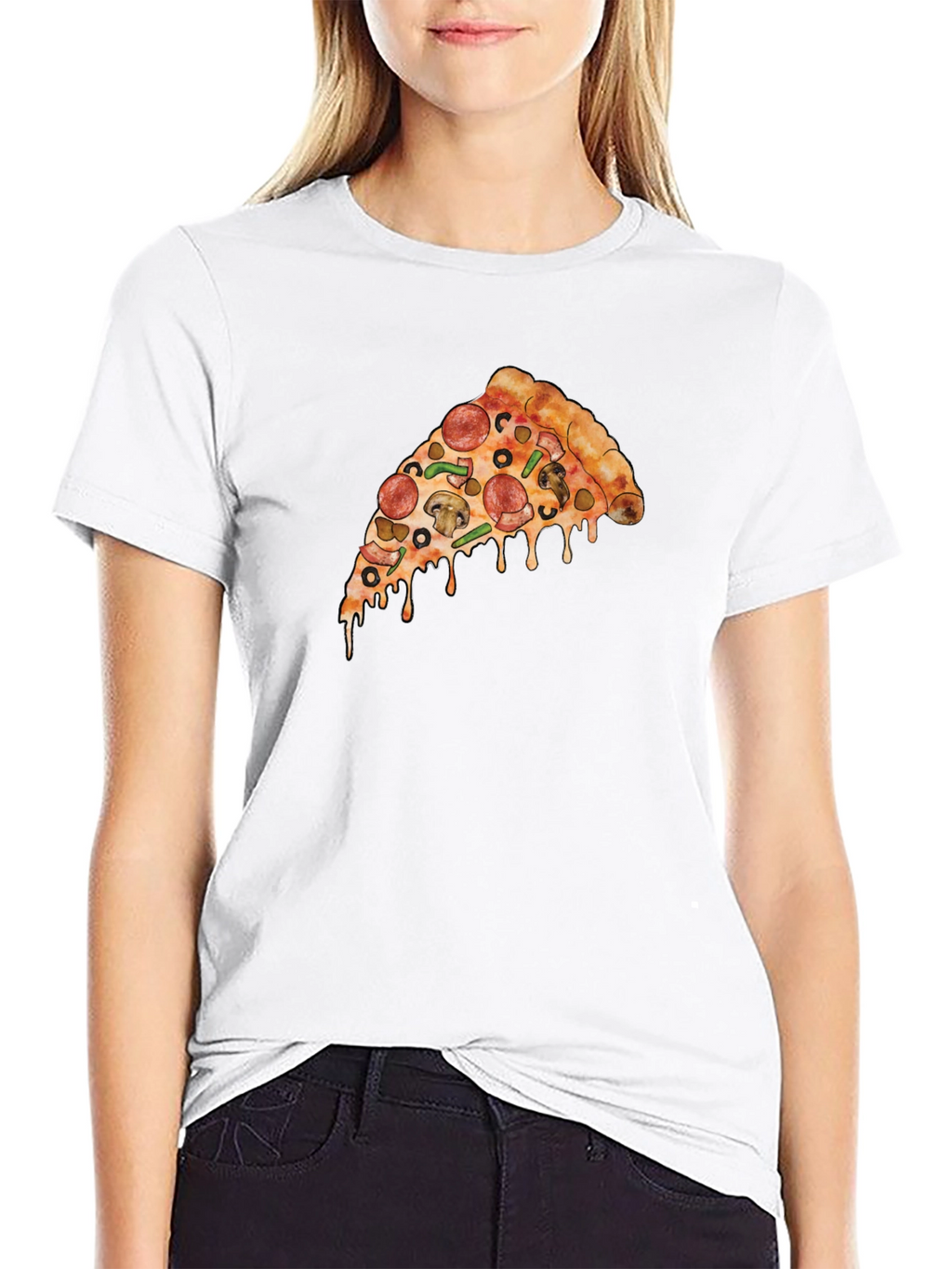 Pizza Slice Graphic T-Shirt - Casual Black Tee