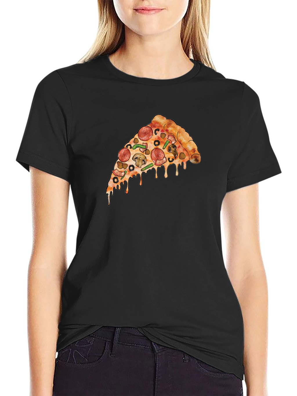 Pizza Slice Graphic T-Shirt - Casual Black Tee