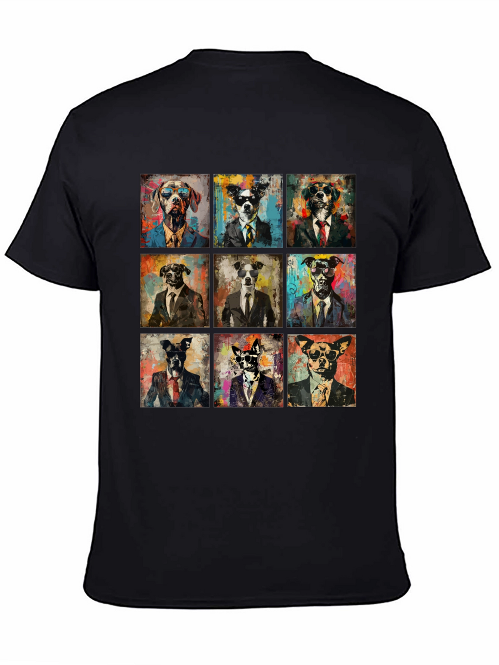 Dog Art Graphic Print Crewneck T-Shirt