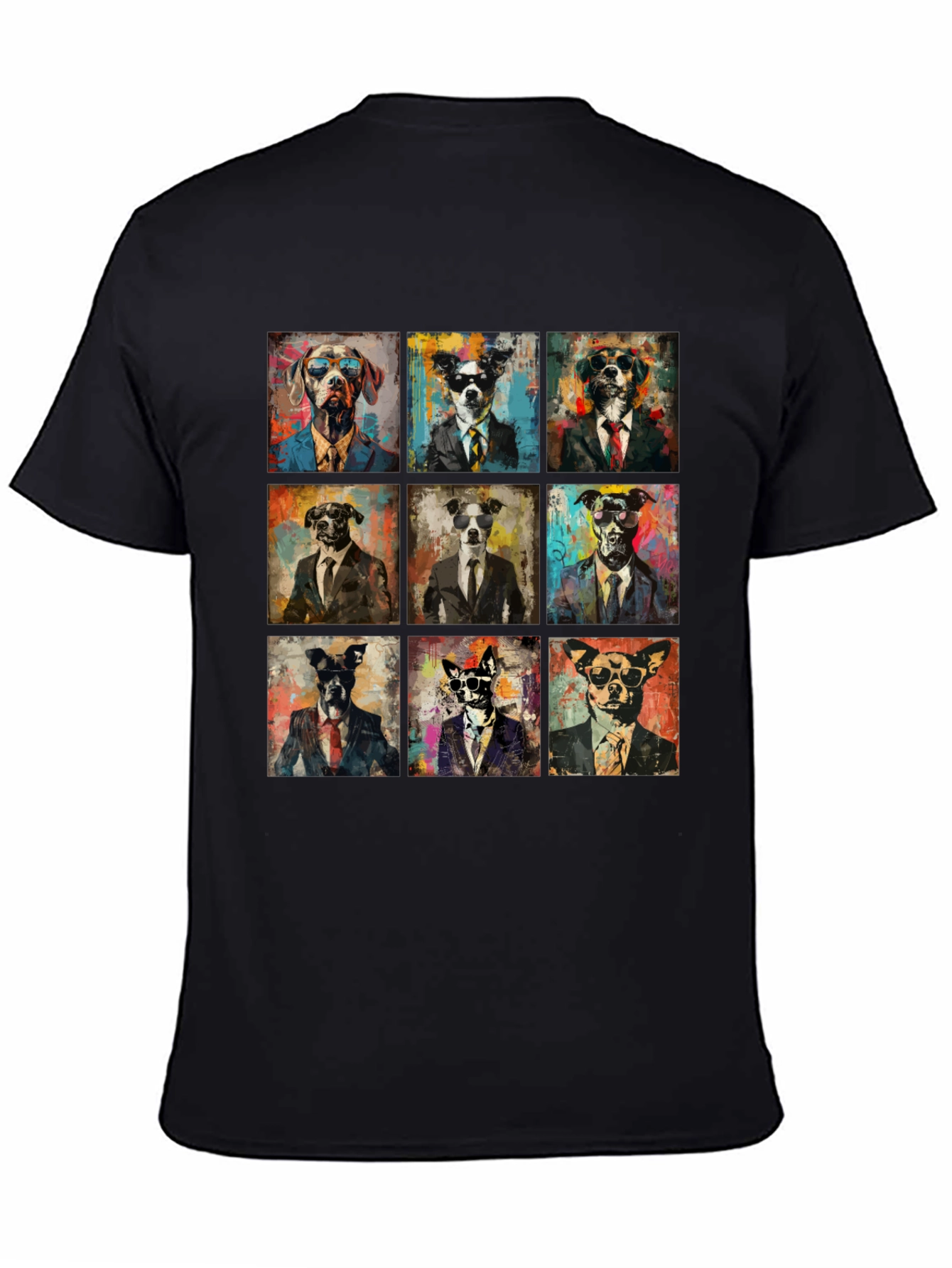 Dog Art Graphic Print Crewneck T-Shirt