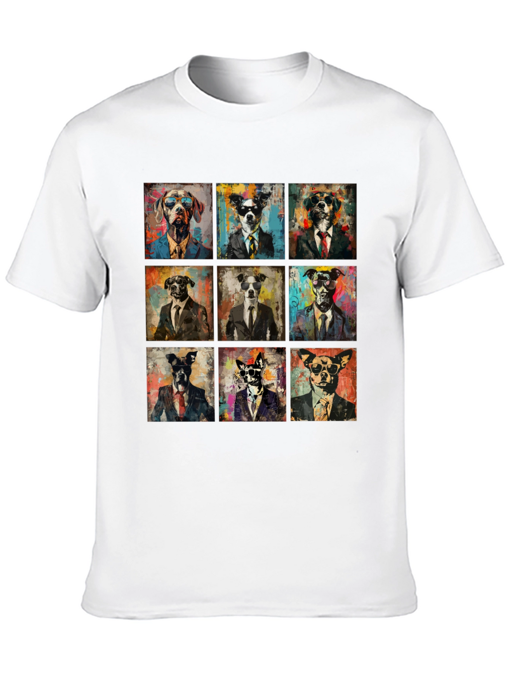 Dog Art Graphic Print Crewneck T-Shirt
