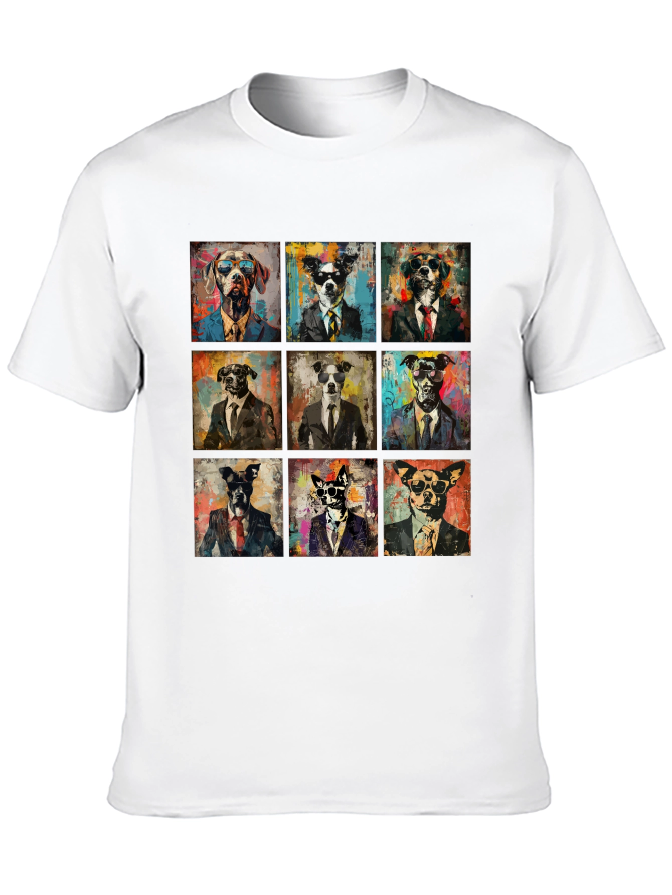 Dog Art Graphic Print Crewneck T-Shirt