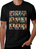 Dog Art Graphic Print Crewneck T-Shirt