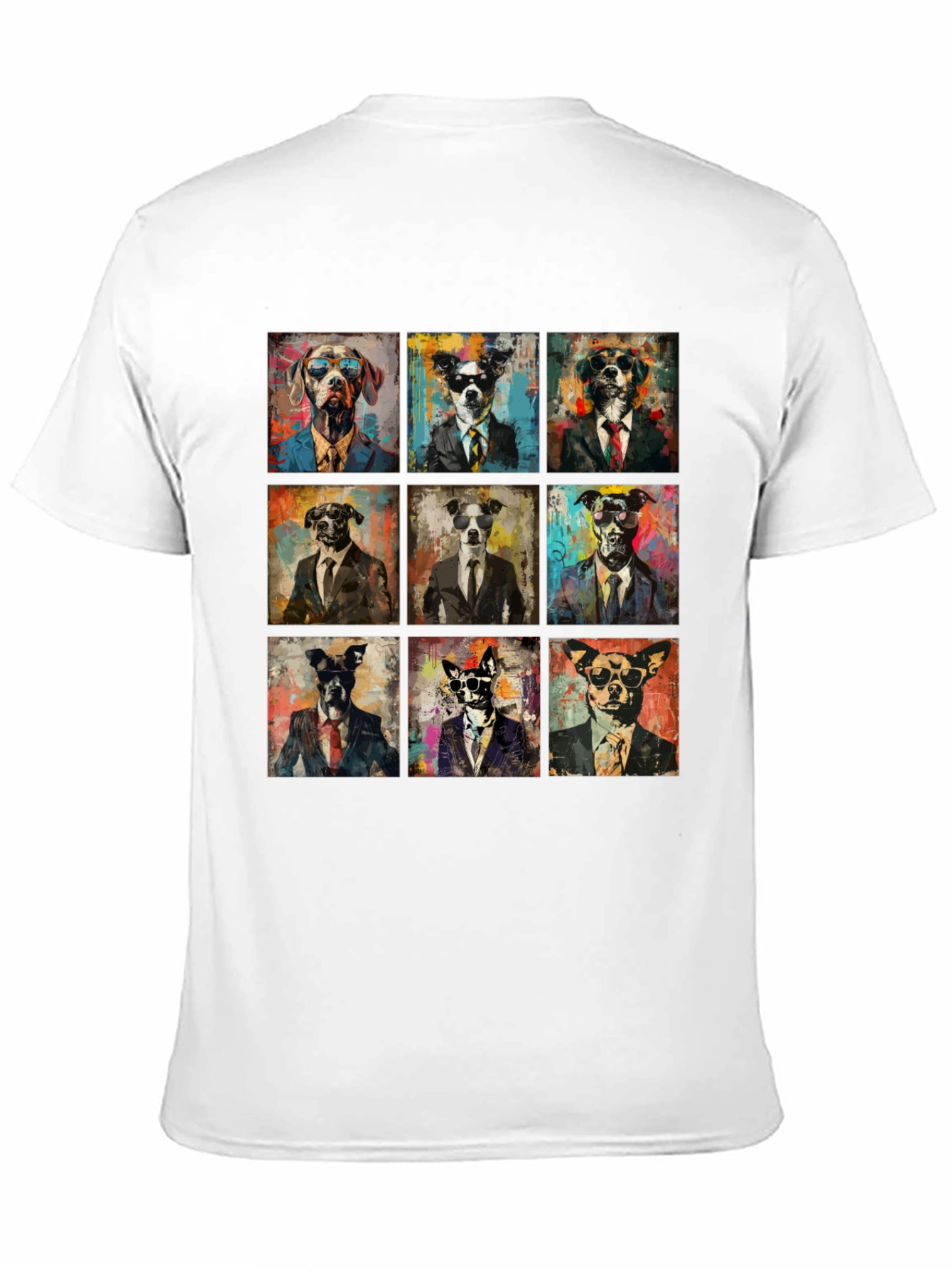 Dog Art Graphic Print Crewneck T-Shirt