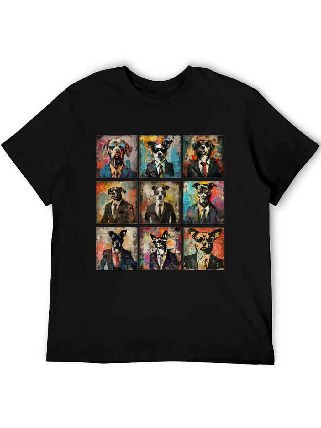 Dog Art Graphic Print Crewneck T-Shirt